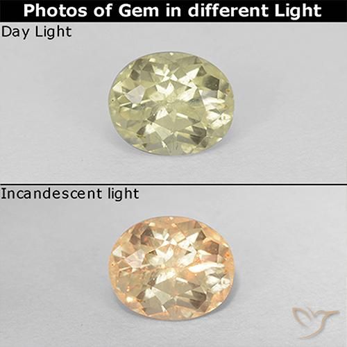 0.65ct طبيعي أصفر فاتح دياسبور متغير اللون, بيضوي, قليلا جدا