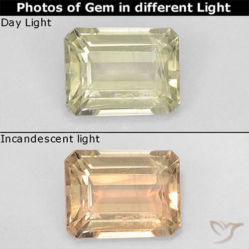 1.20ct طبيعي أصف فاتح جدا دياسبور متغير اللون, قص الزمرد, قليلا جدا