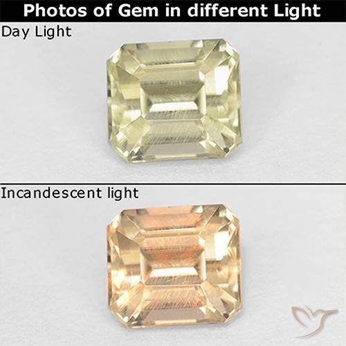 1.07ct طبيعي أصفر باهت دياسبور متغير اللون, قص الزمرد, قليلا جدا