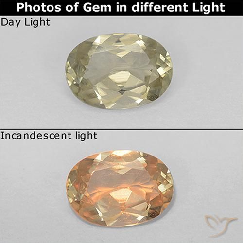 0.61ct طبيعي أصفر فاتح دياسبور متغير اللون, بيضوي, قليلا جدا