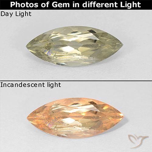 0.83ct طبيعي أصفر فاتح دياسبور متغير اللون, ماركيز, قليلا جدا