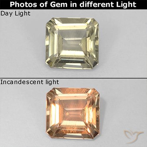 0.86ct طبيعي أصفر فاتح دياسبور متغير اللون, قص الزمرد, قليلا جدا