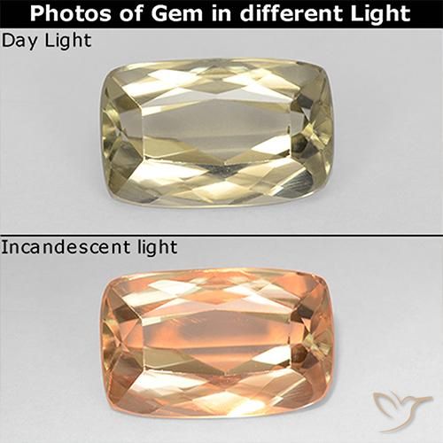1.37ct طبيعي أصف فاتح جدا دياسبور متغير اللون, وسادة, قليلا جدا