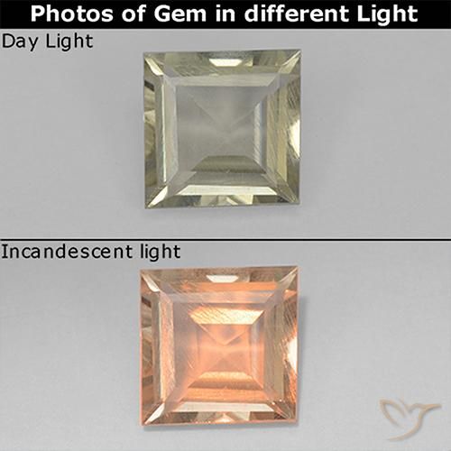 0.78ct طبيعي أصفر باهت دياسبور متغير اللون, مربع, قليلا جدا