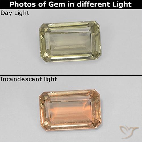 0.79ct طبيعي أصفر فاتح دياسبور متغير اللون, قص الزمرد, VVS-VS
