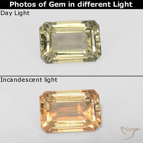 1.03ct طبيعي أصفر فاتح دياسبور متغير اللون, قص الزمرد, قليلا جدا
