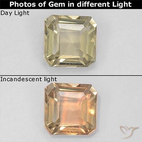 0.99ct طبيعي أصفر فاتح دياسبور متغير اللون, قص الزمرد, قليلا جدا