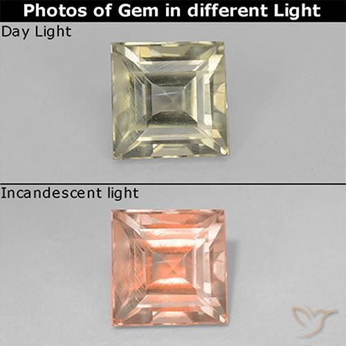 0.94ct طبيعي أصفر باهت جدا دياسبور متغير اللون, مربع, قليلا جدا