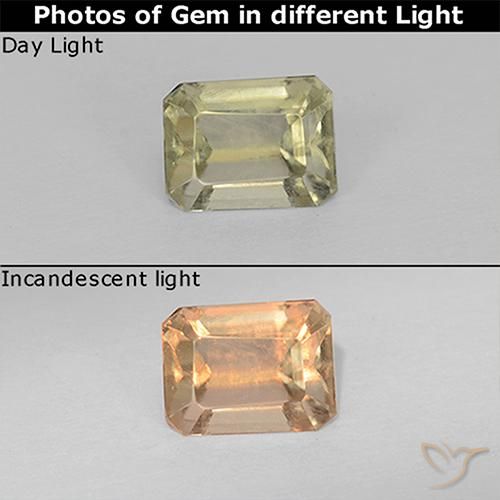 0.79ct طبيعي أصفر فاتح دياسبور متغير اللون, قص الزمرد, قليلا جدا