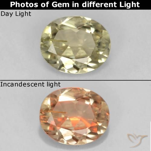 0.67ct طبيعي أصفر رقيق دياسبور متغير اللون, بيضوي, قليلا جدا