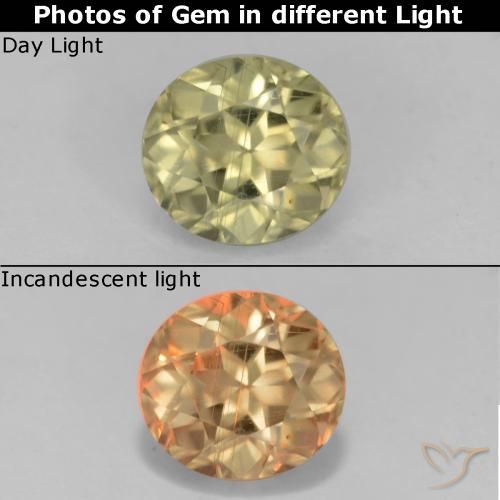 0.72ct طبيعي بيج أصفر دياسبور متغير اللون, بيضوي, قليلا جدا