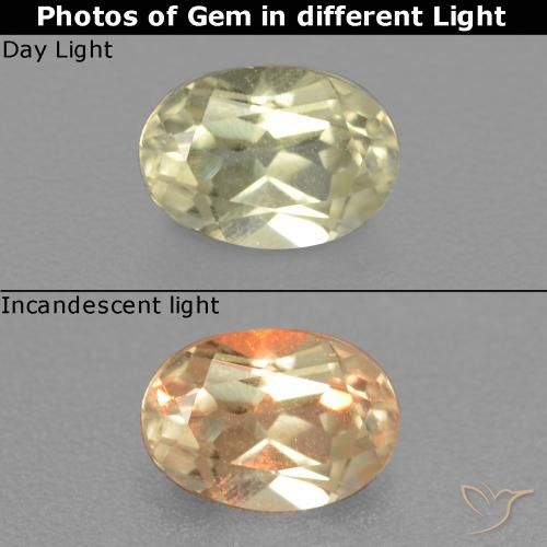 0.48ct طبيعي أصفر فاتح دياسبور متغير اللون, بيضوي, قليلا جدا