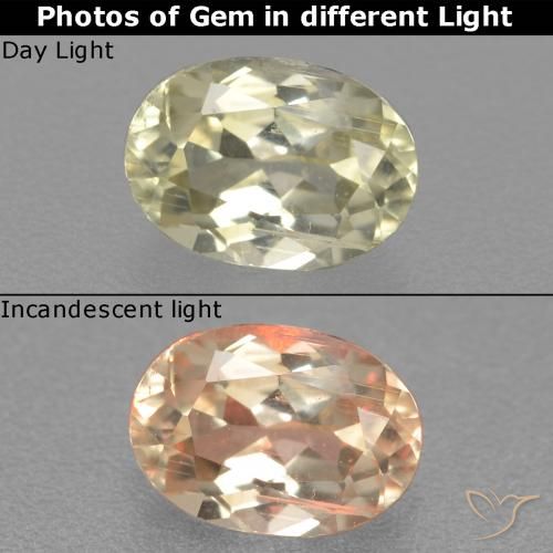 0.88ct طبيعي أصفر فاتح دياسبور متغير اللون, بيضوي, قليلا جدا
