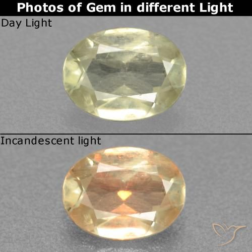 0.47ct طبيعي أصفر باهت دياسبور متغير اللون, بيضوي, قليلا جدا