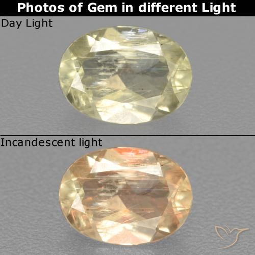 0.51ct طبيعي أصفر فاتح دياسبور متغير اللون, بيضوي, قليلا جدا