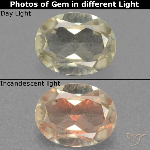 0.58ct طبيعي أصفر فاتح دياسبور متغير اللون, بيضوي, قليلا جدا