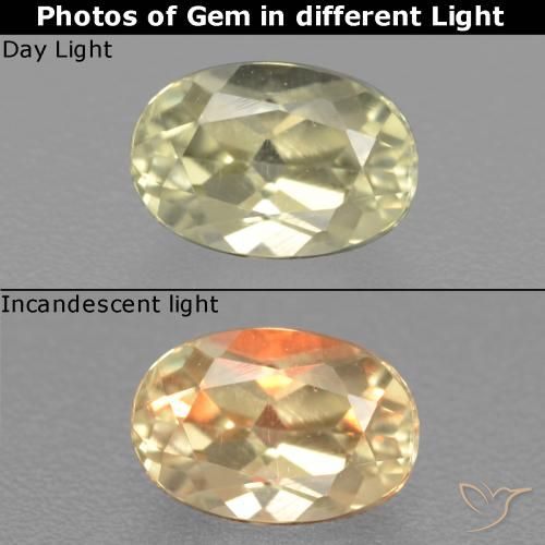 0.64ct طبيعي أصفر فاتح دياسبور متغير اللون, بيضوي, قليلا جدا