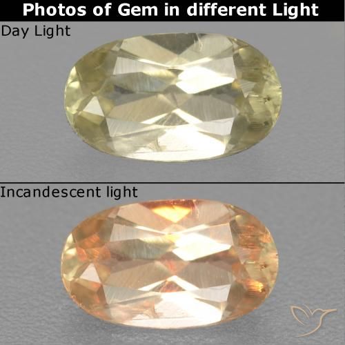 0.70ct طبيعي أصفر رقيق دياسبور متغير اللون, بيضوي, قليلا جدا