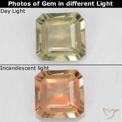 0.69ct طبيعي أصفر رقيق دياسبور متغير اللون, قص الزمرد, قليلا جدا