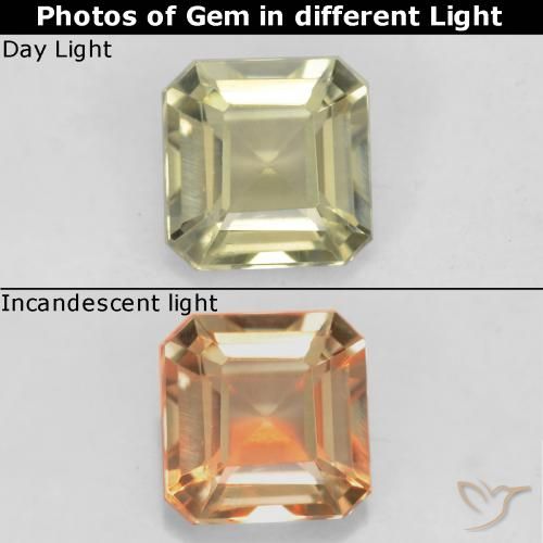 0.70ct طبيعي أصفر فاتح دياسبور متغير اللون, قص الزمرد, قليلا جدا
