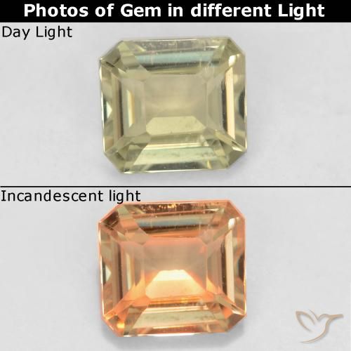 0.74ct طبيعي أصفر فاتح دياسبور متغير اللون, قص الزمرد, قليلا جدا