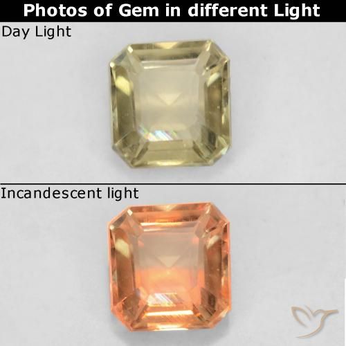 0.60ct طبيعي أصفر فاتح دياسبور متغير اللون, قص الزمرد, قليلا جدا