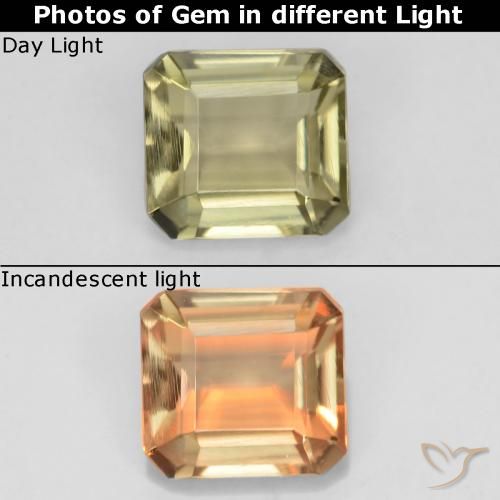 0.97ct طبيعي أصفر فاتح دياسبور متغير اللون, قص الزمرد, VVS-VS