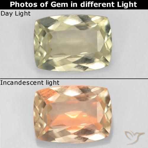0.86ct طبيعي أصفر باهت دياسبور متغير اللون, وسادة, قليلا جدا