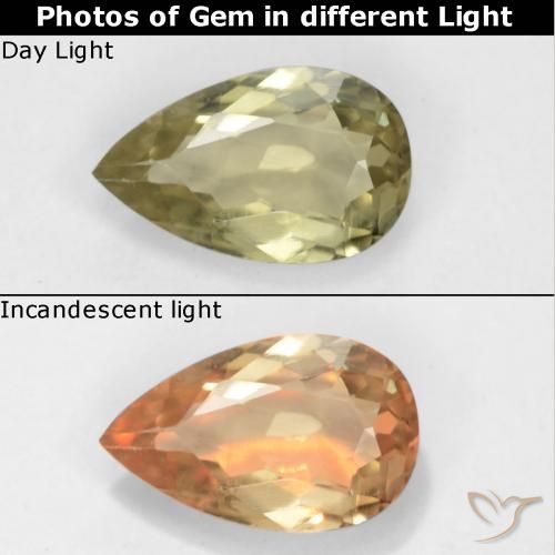 0.70ct طبيعي أصفر باهت دياسبور متغير اللون, شكل الكمثرى, قليلا جدا