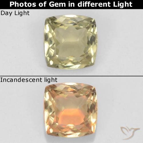 0.90ct طبيعي أصفر فاتح دياسبور متغير اللون, وسادة, قليلا جدا