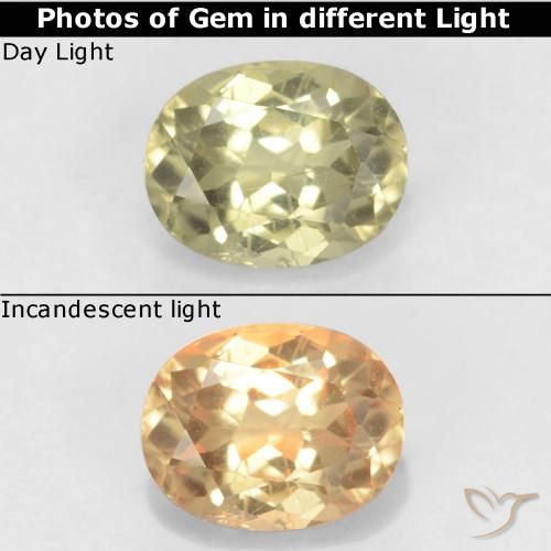 0.79ct طبيعي أصفر فاتح دياسبور متغير اللون, بيضوي, قليلا جدا