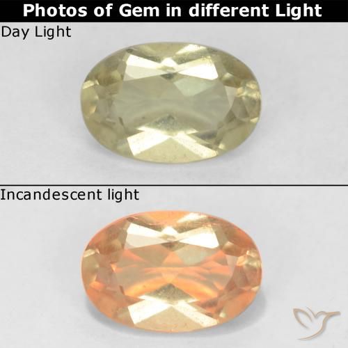 0.57ct طبيعي أصفر فاتح دياسبور متغير اللون, بيضوي, قليلا جدا