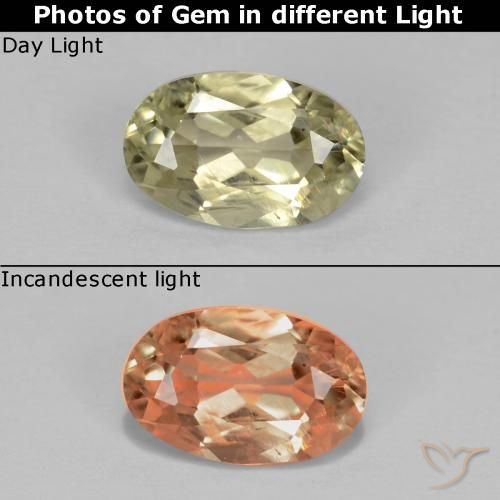 0.57ct طبيعي بيج أصفر دياسبور متغير اللون, بيضوي, قليلا جدا
