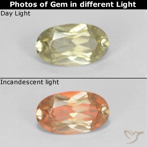 0.53ct طبيعي أصفر فاتح دياسبور متغير اللون, بيضوي, VVS-VS