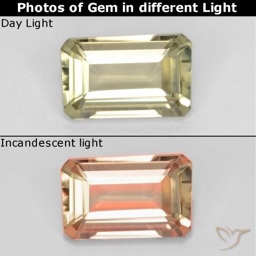0.72ct طبيعي أصفر باهت جدا دياسبور متغير اللون, قص الزمرد, قليلا جدا
