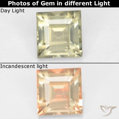 0.83ct طبيعي أصفر فاتح دياسبور متغير اللون, مربع, VVS-VS