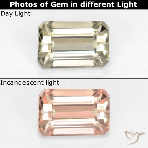 0.95ct طبيعي أصفر باهت جدا دياسبور متغير اللون, قص الزمرد, VVS-VS
