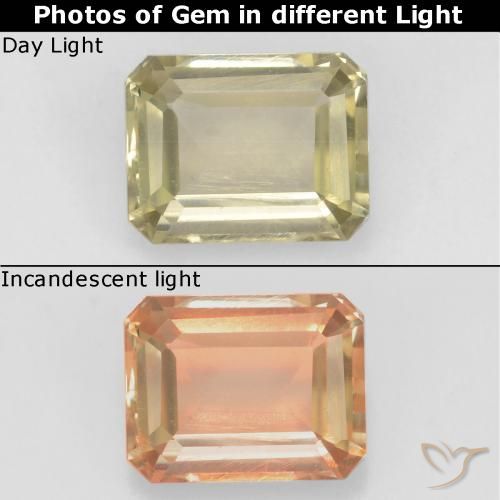 0.82ct طبيعي بيج أصفر دياسبور متغير اللون, قص الزمرد, قليلا جدا