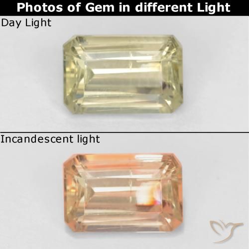 0.78ct طبيعي أصفر باهت جدا دياسبور متغير اللون, قص الزمرد, قليلا جدا