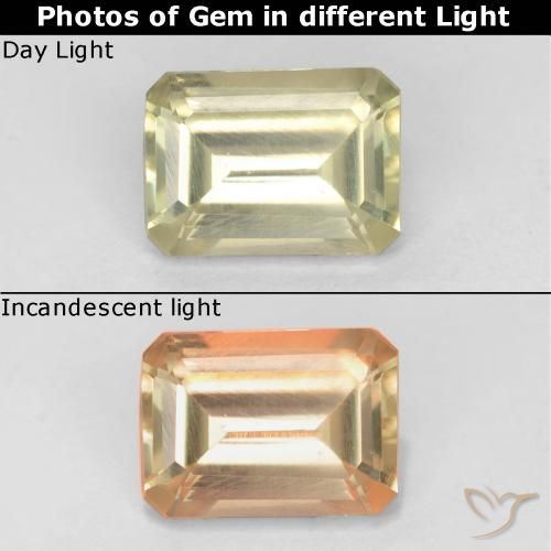 0.73ct طبيعي بيج أصفر دياسبور متغير اللون, قص الزمرد, قليلا جدا
