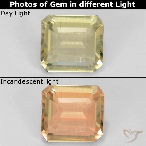 0.73ct طبيعي أصفر باهت جدا دياسبور متغير اللون, قص الزمرد, قليلا جدا