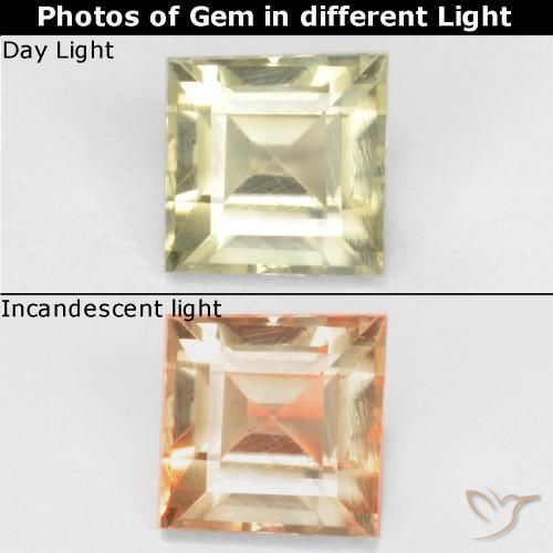 0.89ct طبيعي بيج أصفر دياسبور متغير اللون, مربع, قليلا جدا