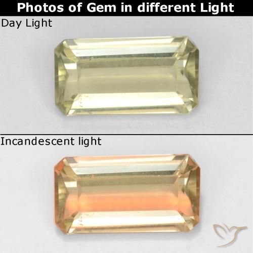 0.81ct طبيعي أصفر باهت دياسبور متغير اللون, قص الزمرد, VVS-VS