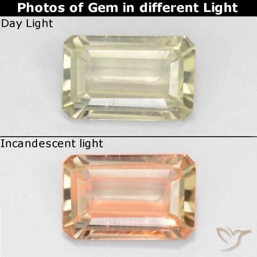 0.68ct طبيعي أصفر باهت دياسبور متغير اللون, قص الزمرد, VVS-VS