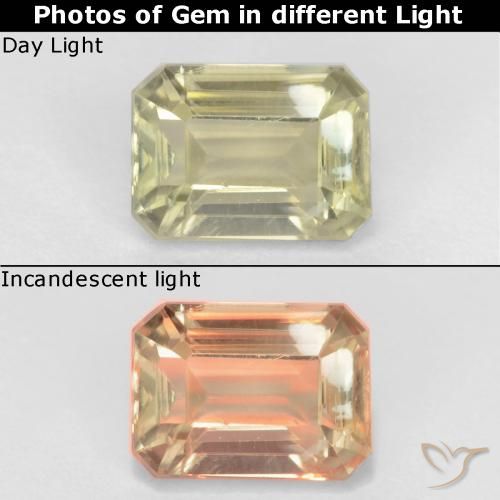 0.97ct طبيعي أصفر باهت دياسبور متغير اللون, قص الزمرد, قليلا جدا