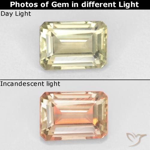 0.72ct طبيعي أصف فاتح جدا دياسبور متغير اللون, قص الزمرد, VVS-VS