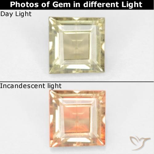 0.65ct طبيعي أصفر باهت جدا دياسبور متغير اللون, مربع, قليلا جدا
