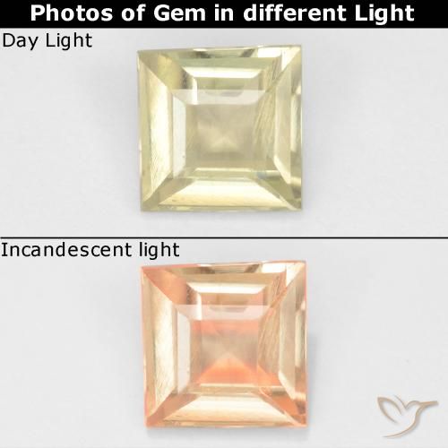 0.59ct طبيعي أصفر باهت دياسبور متغير اللون, مربع, قليلا جدا