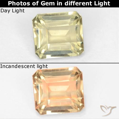0.80ct طبيعي أصف فاتح جدا دياسبور متغير اللون, قص الزمرد, قليلا جدا