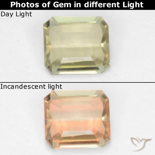 0.70ct طبيعي أصفر باهت دياسبور متغير اللون, قص الزمرد, قليلا جدا